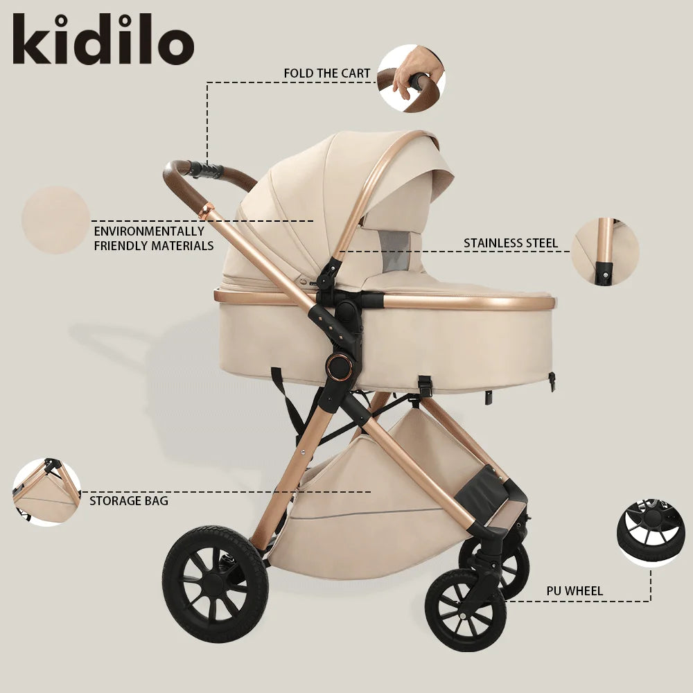 Kidilo Lightweight Baby Stroller Portable Pushchair with Multiple Foldable Wagon Travel-friendly Pram Wholesale From China V8G