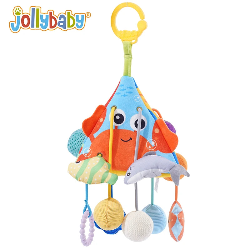 Jollybaby OEM Soft Activity Plush Animal Mobile Educational Hanging Toys Pull String Decorations Sensory Cribs Cotton Plastic