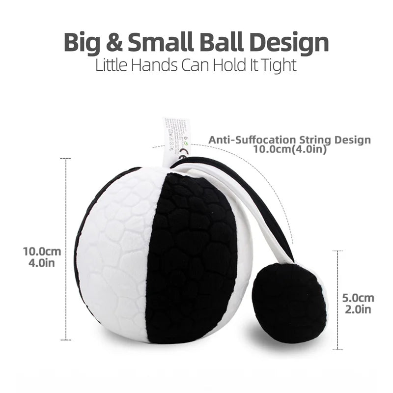 Jollybaby Sensory Soft Rattle Toy Early Education Development Visual Stuffed Ball for 0-3 Months Baby Black White Red