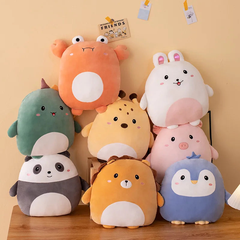 Custom Made Cartoon Squishy Plush Toy Cute Super Soft Stuffed Animal Panguin Crab Panda Dinosaur Frog Rabbit Plush Pillow