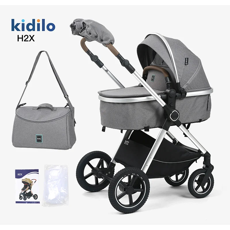 Kidilo 0-3 Years 3 in 1 Baby Stroller with Car Seat Non-Toxic Durable Foldable Travel Stroller for Toddlers Family Trips H2X