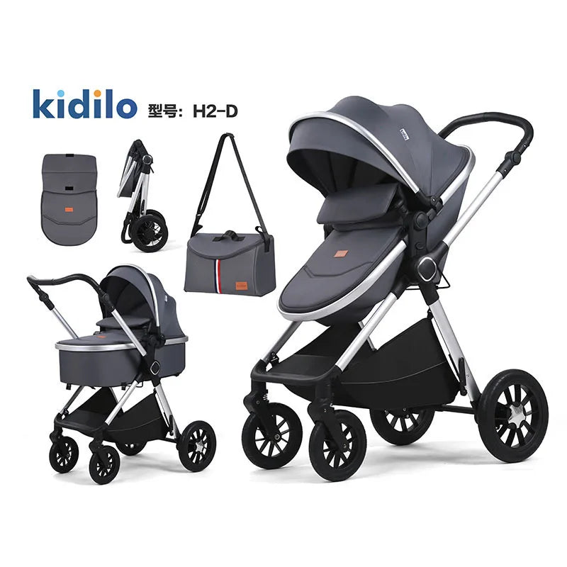 Kidilo 2 in 1 Luxury Folding Travel Wagon Multiple Prams Baby Stroller with Car Seat Set Wholesale From China H2D