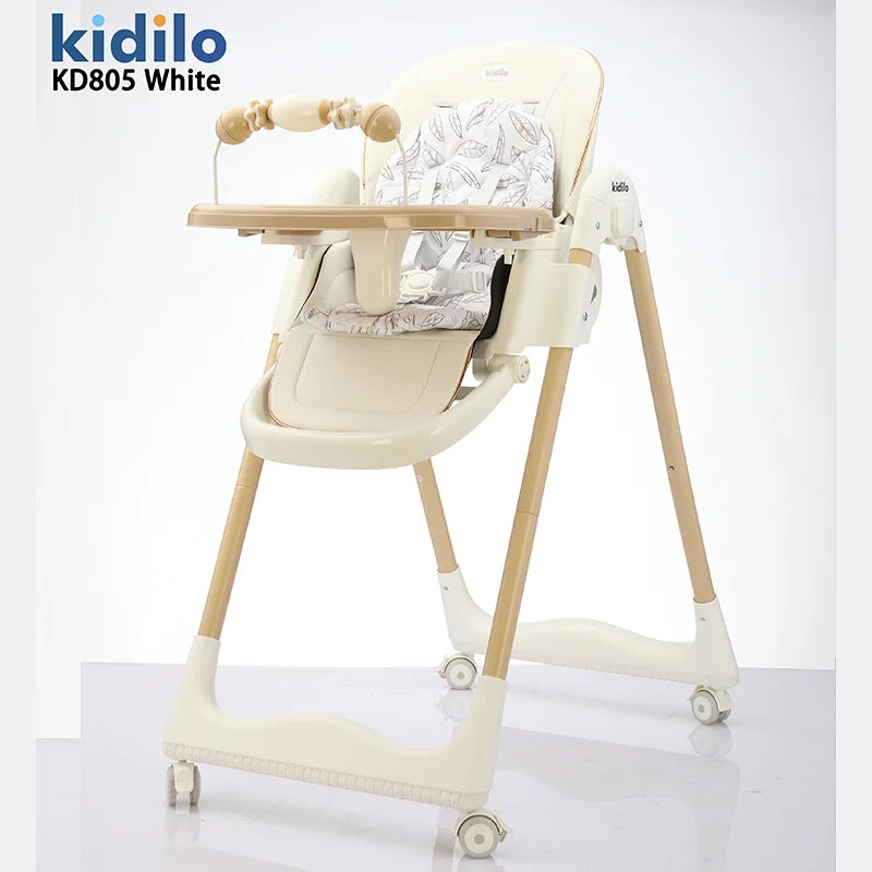 Kidilo 6-36 Months 3 in 1 Foldable Baby High Chair, Non-Toxic Feeding Chair for Home & Small-Space Toddler & Baby Dining KD805