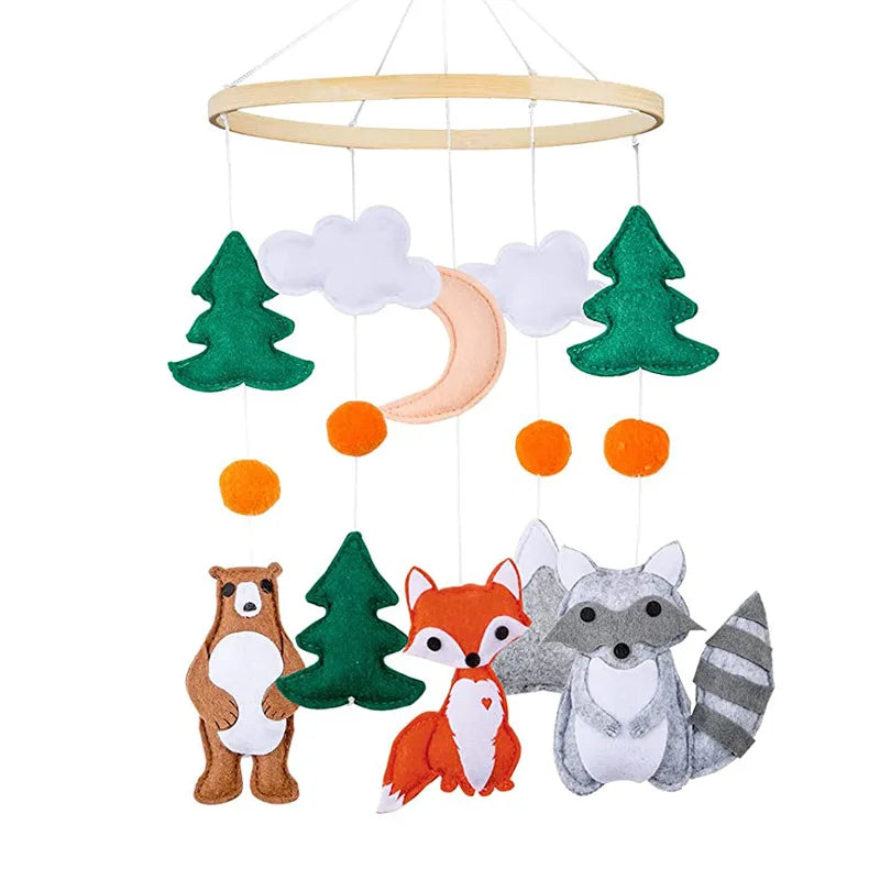 Custom Wood Felt Animal Baby Mobile Wind Chime Handmade Hanging Toys Baby Mobiles for Kids Crib Bed