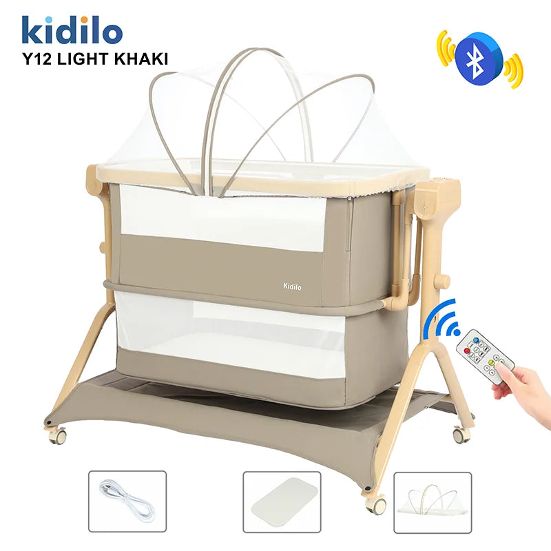 Kidilo Foldable Modern Newborn Travel Baby Portable Bedside Crib Bed 3 in 1 Luxury Set Mosquito Net for Babies Y12