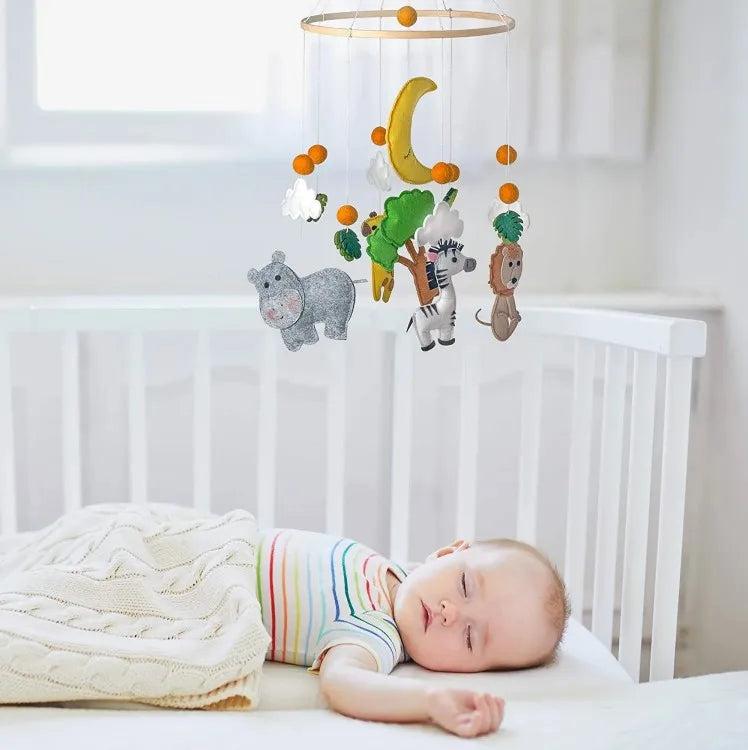 Wood Hanging Rotating Toy Baby Musical Crib Mobile for Bed Crib Toys Manufacturer Nursery Decor Felt Animal Unisex Acccepted