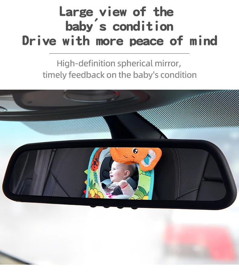 Sozzy Elephant Animal Tummy Time Mirror Traveling Baby Car Seat Stroller Hanging Toys with Mirror Teether