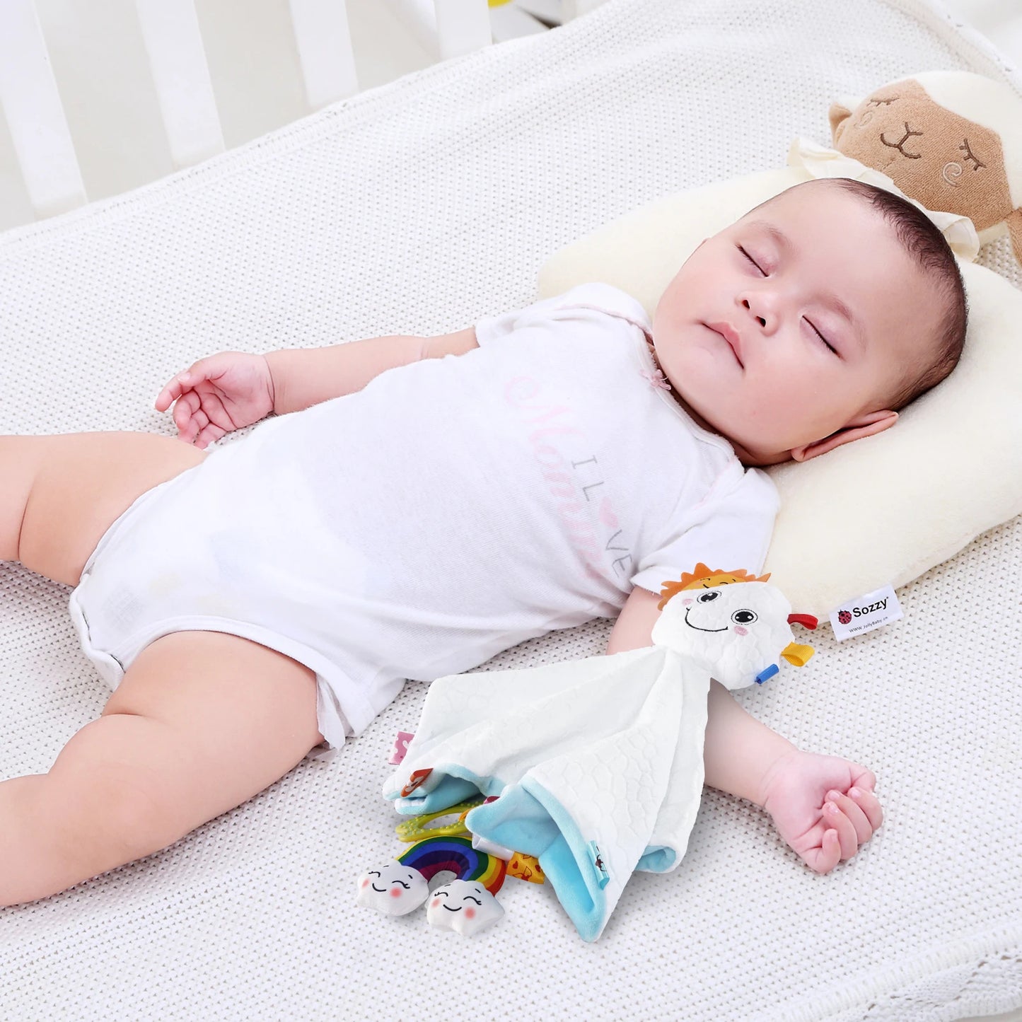 Custom Cloud rainbow Cotton Comforter Soft Plush Baby Sleeps Peacefully Toys Security Blanket Comforter for Infant