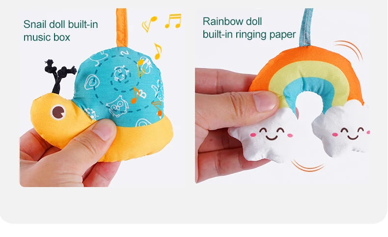Custom Soft Animal Rabbit Elephant Plus Baby Spiral Bed Spiral Stroller Pram Toys Babies Crib Musical Toy