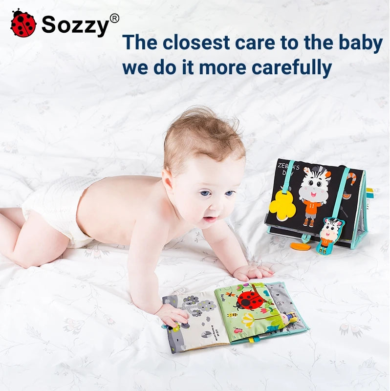 Manufacturer Black White High Contrast Tummy Time Toys Baby Bad Cloth Book Floor Mirror for 0-12 Months