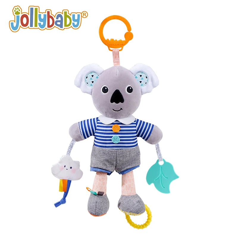 Custom logo Animal Koala Soft Plush Stuffed Toy Baby Hanging Crinkle Rattle Toys for Kids Crib Stroller