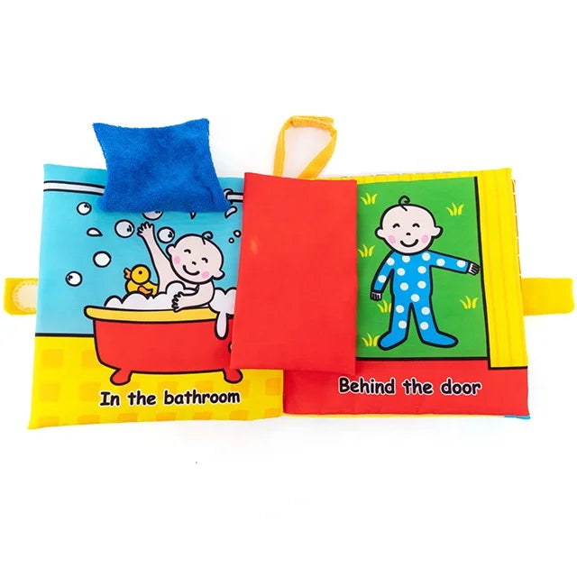Jollybaby Fribic Activity Cloth Books Unisex Learning Toys Natural Preschool Baby Educational Soft Sensory Crinkle Peek a Baby