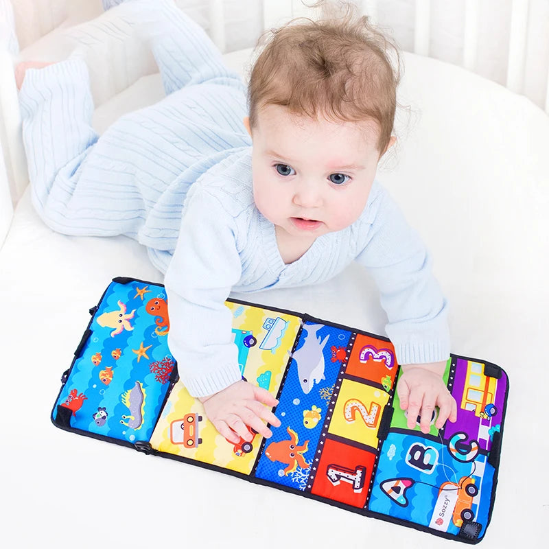 Sozzy Baby Sensory Educational Red Black White Contrast Toy Crinkle Fabric Teethers Baby Tummy Time Mirror Toy