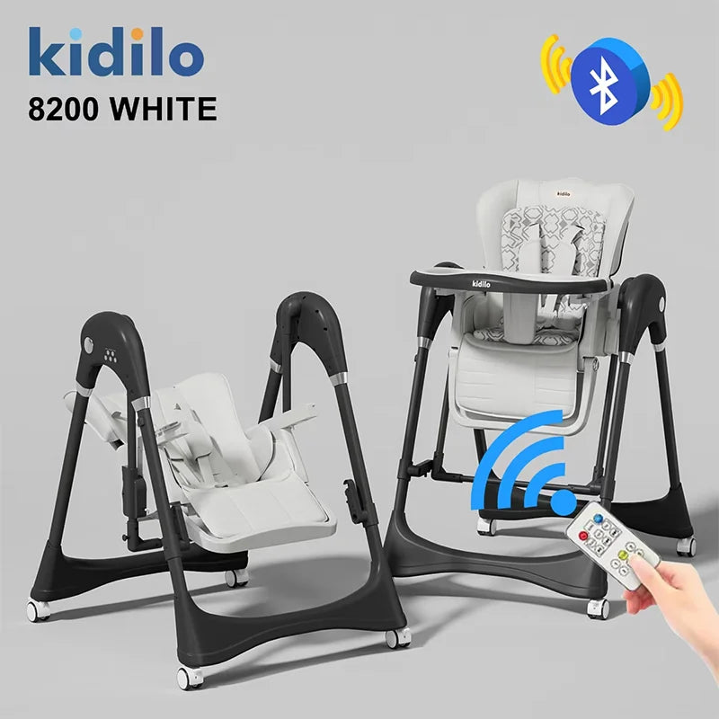 Kidilo 3 in 1 Foldable Baby High Chair 6 Months-2Years Non-Toxic Feeding Chair for Home & Travel Toddler Dining 8200