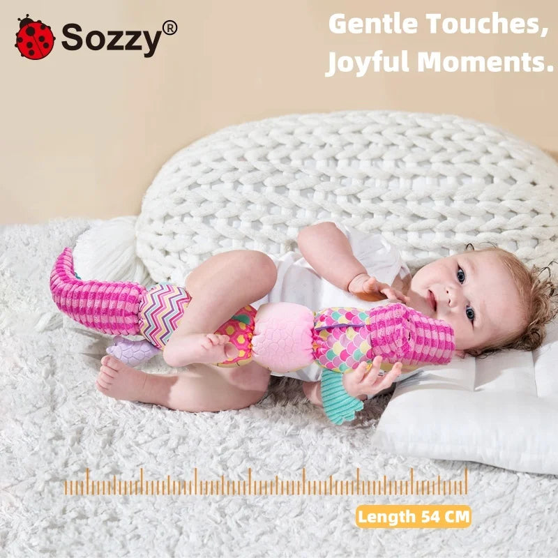 Sozzy High Quality Chameleon Caterpillar Soothing Soft Plush Rattles Tummy Time Toys Sensory Music Stuffed Animal Toy for Infant