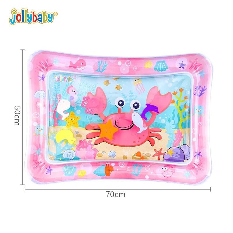 Jollybaby Portable Inflatable Cotton Water Play Mat Toy Wholesale Infants Baby Tummy Time Toy with Ocean Theme for 3 24 Months