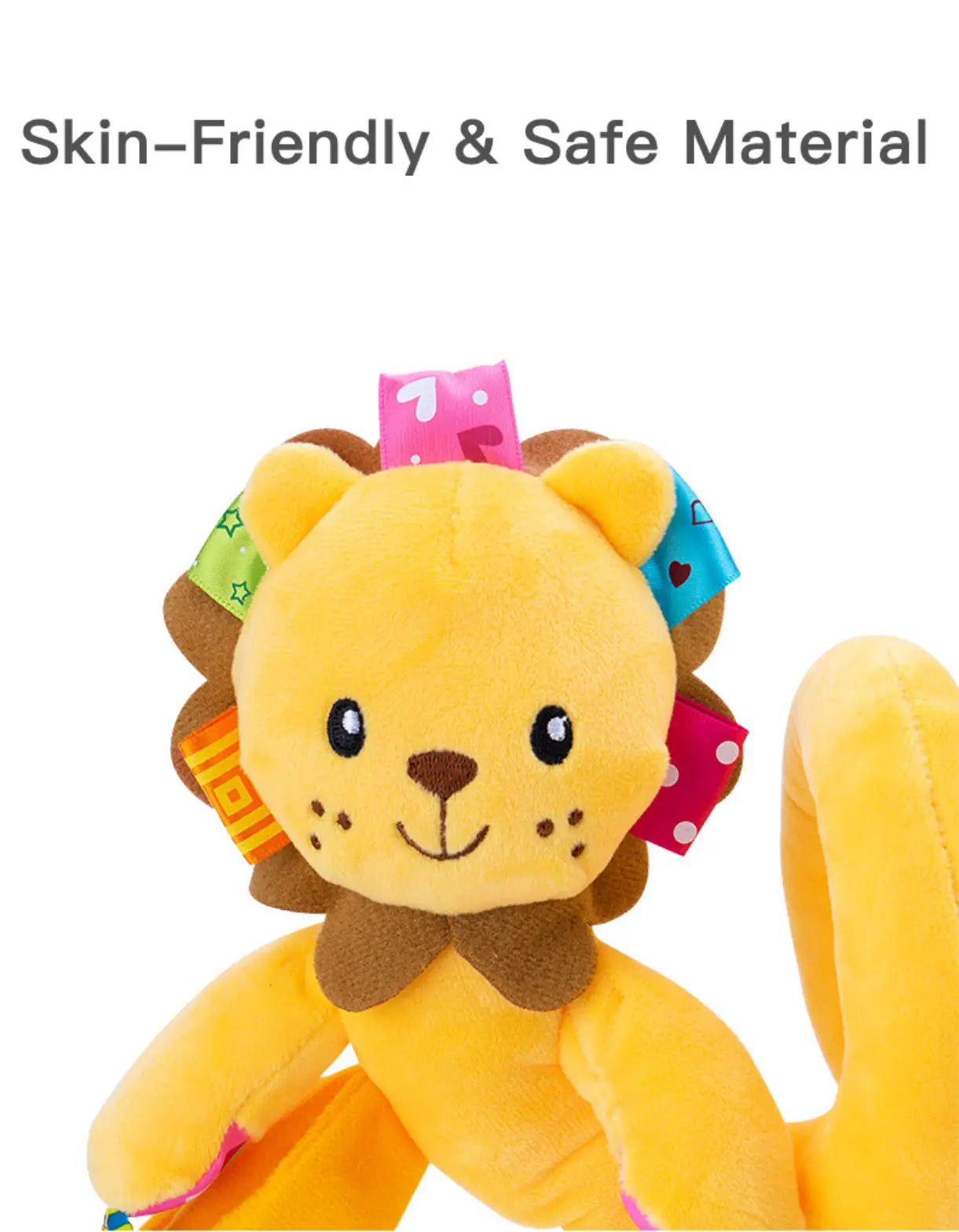 Soft Plush Seat Baby Educational Rattle Toys Baby Animal lion Musical Spiral for Bed Stroller