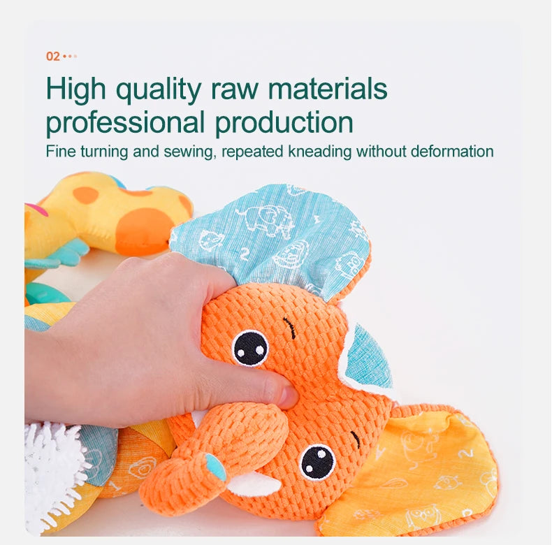 Jollybaby Soft Stuffed Animal Bed Toys Spiral Pram Toys with Musical Features Soothing Hanging Inside Baby Cribs and Car