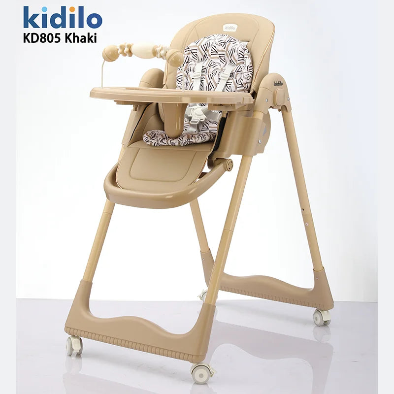 Kidilo 6-36 Months 3 in 1 Foldable Baby High Chair, Non-Toxic Feeding Chair for Home & Small-Space Toddler & Baby Dining KD805