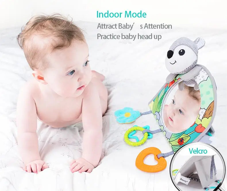 Jollybaby 2025 Fox Sensory Activity Toy Set Soft Baby Carseat/Crib Hanging Toy Floor Tummy Time Mirror Travel Activity Toys