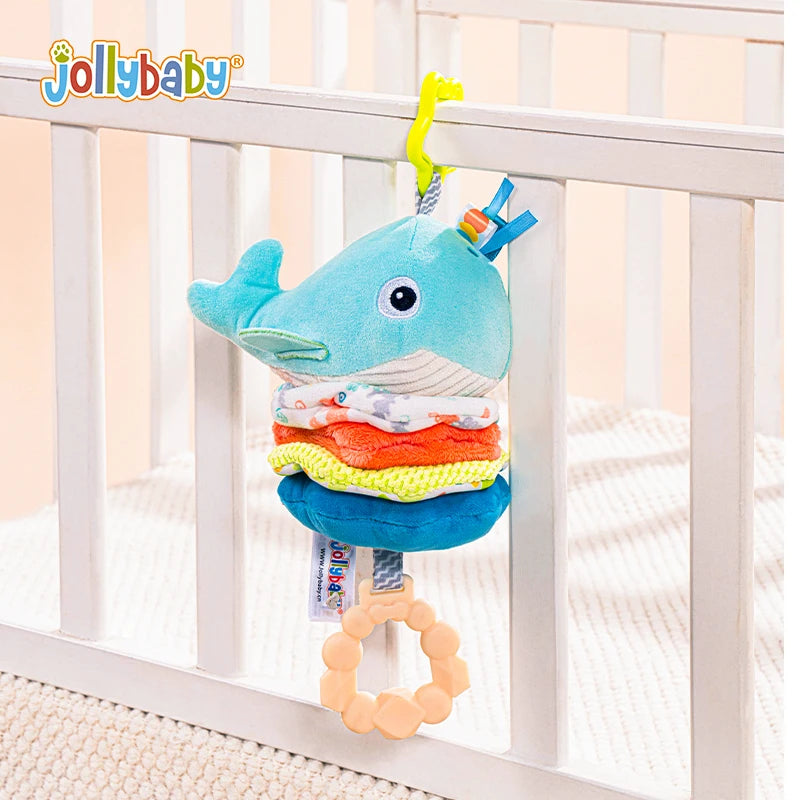Custom Plush Animal Rattle Pull Musical Sensory Baby Hanging Musical Toy Play Jitter Toy with Music Box for Car Seat Stroller