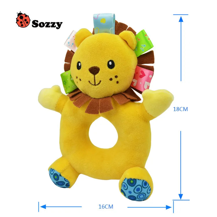 Jollybaby Custom Plush Baby Stuffed Animals Sensory Hand Rattle Ring Plush Toys for Newborn 0-12months