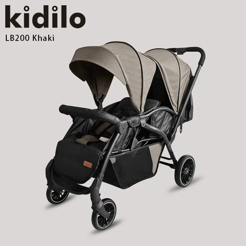 0-3 Years Kidilo Double Twin Baby Stroller, Foldable Non-Toxic Travel Stroller for Toddlers Kids Daily Walks Family Trips LB200