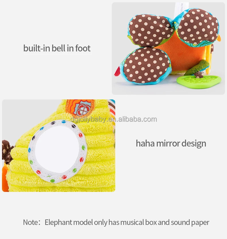 Animals Baby Soft Rattles Stroller Car Seat Giraffe Pull String Musical Hanging Baby Plush Toys Soothing Dolls with Music