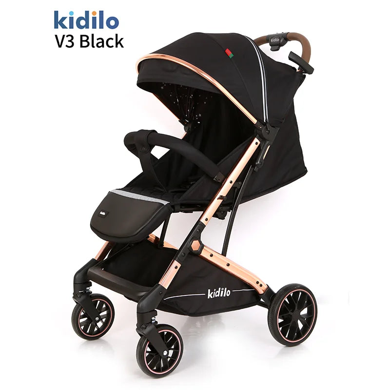 Non-Toxic Lightweight Baby Stroller for 0-3 Years Foldable Travel Stroller with Adjustable Handle for Toddlers Daily Walks V3