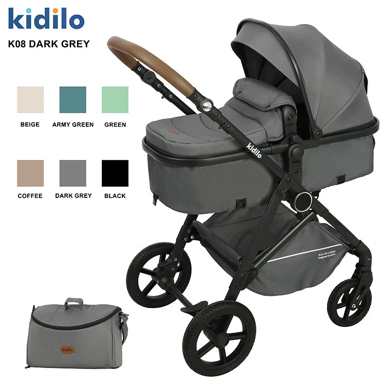 Kidilo Multiple Luxury Pushchair Prams Travel Folding Wagon Baby Stroller 2 in 1 with Car Seat Set for Babies Wholesale K08