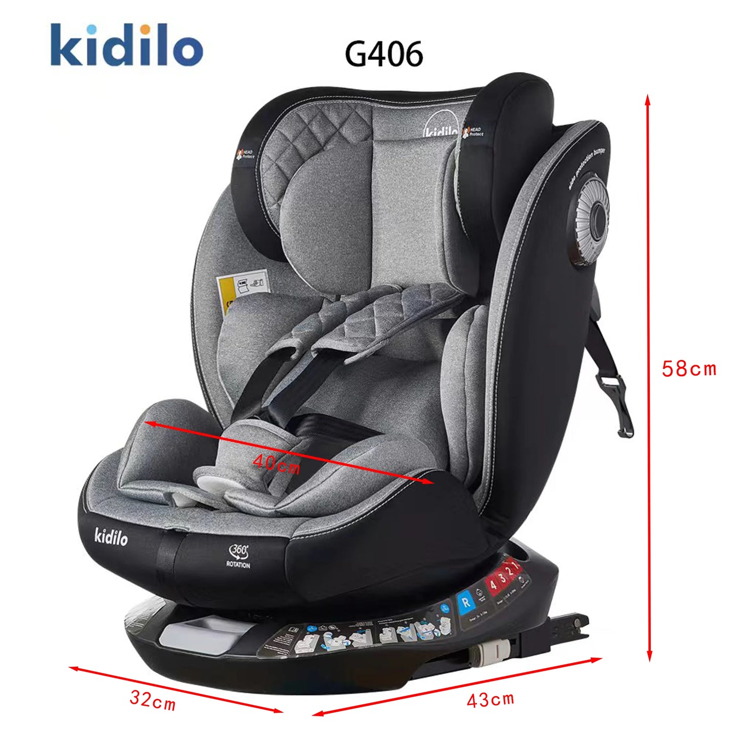 Newborn 0-3 Years 360 Degree Kidilo Baby Car Seat, Infant Car Seats with ISOFIX Certified for Daily Family Rides G406