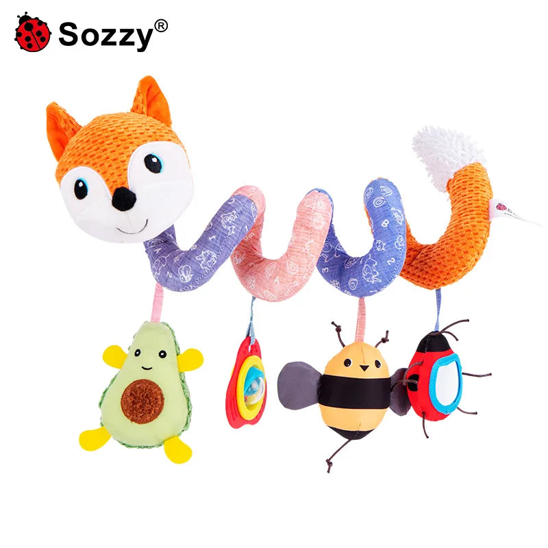 Factory Musical Toy Plush Stuffed Animal with Squeaker Hanging Rattle and Spiral Bed Toys for Baby's Stroller Crib and Mobile