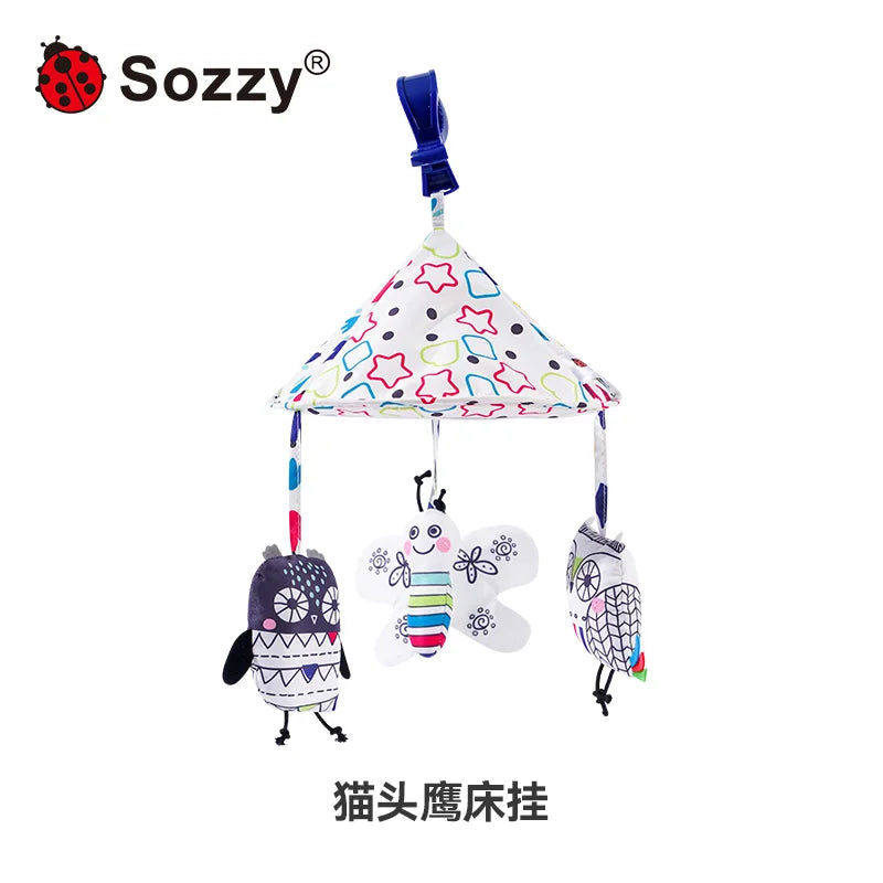 JOLLYBABY Soft Fancy Activity Cube 6-Month Baby Toy with Hanging Bell Early Education Mobiles Gift