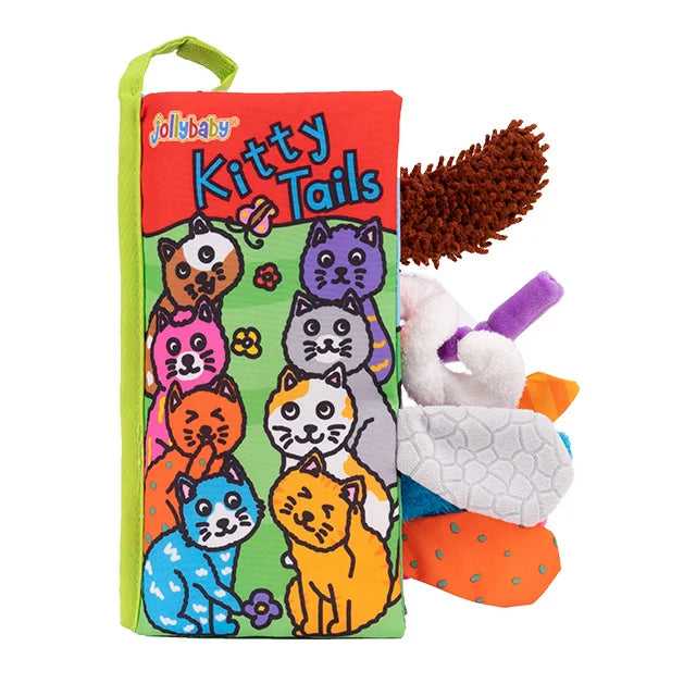 Jollybaby Top Selling Crinkle Paper Cloth Washable Animal Soft Tails Early Sensory Educational Jelly Cat Baby Books Toys Fabric