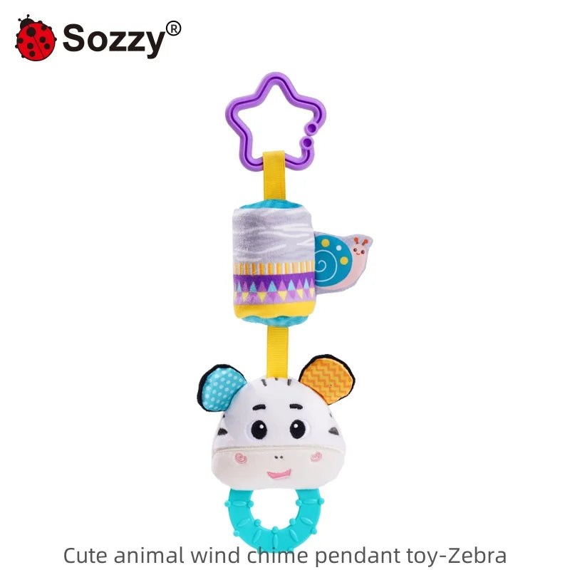 Sozzy Custom Animal Rattle Pull Musical Shaker Play Gym Plush Stuffed Animal Baby Rattle Baby Hanging Toy for Car Seat Stroller