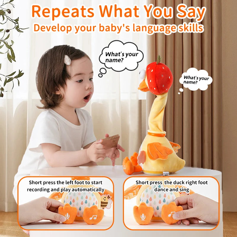 Jollybaby Kids Toddler Toys Talking Duck Repeats What You Say Interactive Plush Repeating Toy for Boy Girl Birthday Gift