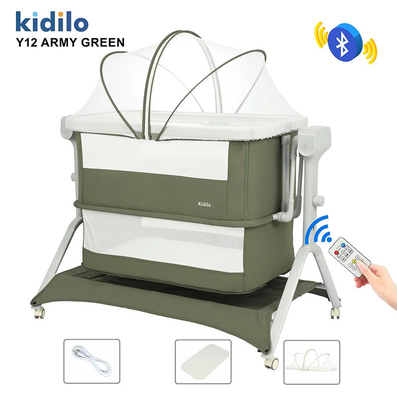 Kidilo Foldable Modern Newborn Travel Baby Portable Bedside Crib Bed 3 in 1 Luxury Set Mosquito Net for Babies Y12