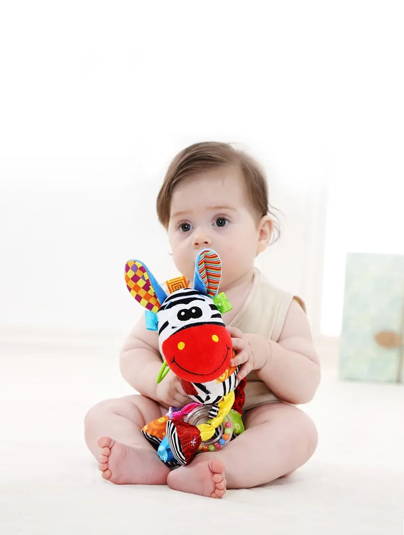 Custom Newborn Soft Plush Animal Doll Baby Elephant Lion Musical Feature for Soothing Hanging Rattle Toys for Car Seat Stroller