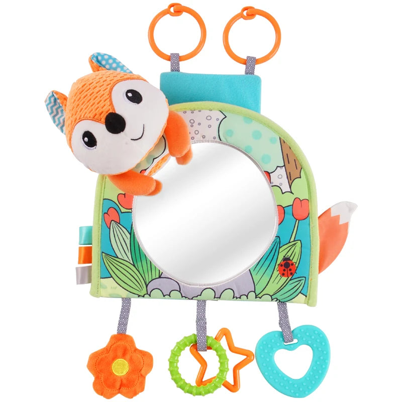 Jollybaby 2025 Fox Sensory Activity Toy Set Soft Baby Carseat/Crib Hanging Toy Floor Tummy Time Mirror Travel Activity Toys