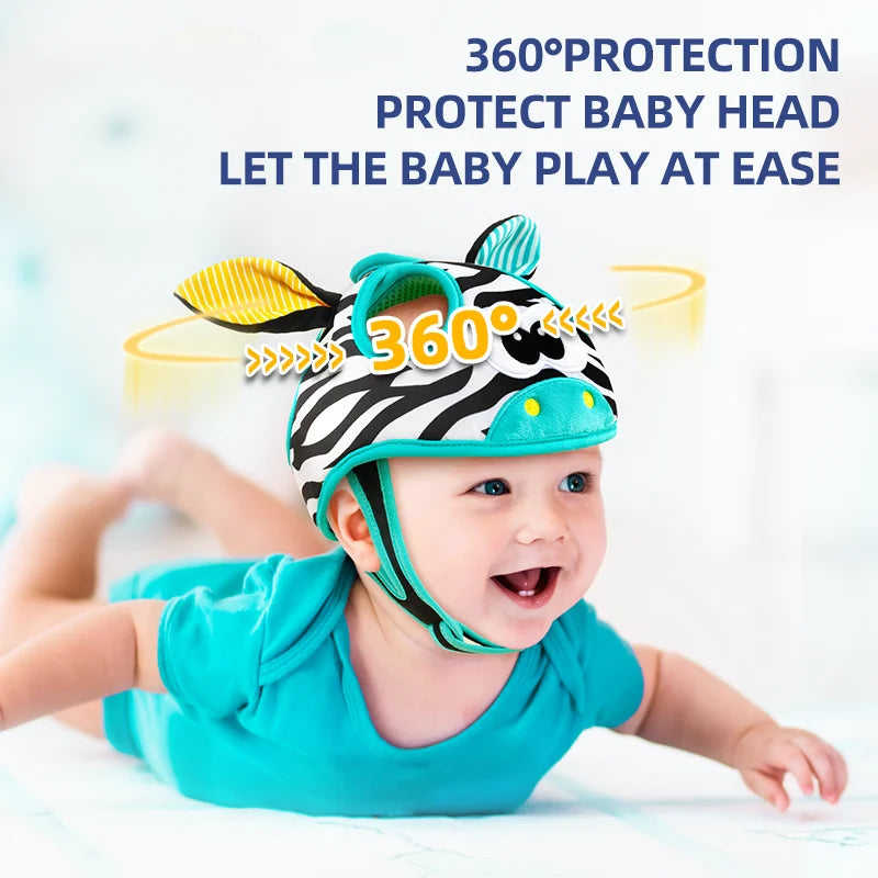 Head Protector Breathable Bumper Bonnet Cap Soft Many Cartoon Animals Baby Protect Safety Walker Head Helmet for Toddler