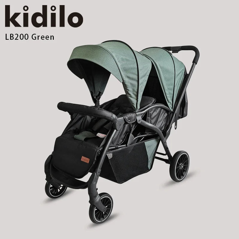 0-3 Years Kidilo Double Twin Baby Stroller, Foldable Non-Toxic Travel Stroller for Toddlers Kids Daily Walks Family Trips LB200