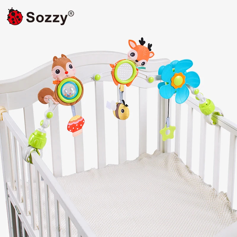Sozzy Custom Sensory Elephant Baby Bed Hanging Toys Soft Musical Activity Arch Toys for Bassinet Crib Stroller Soothing Sensory