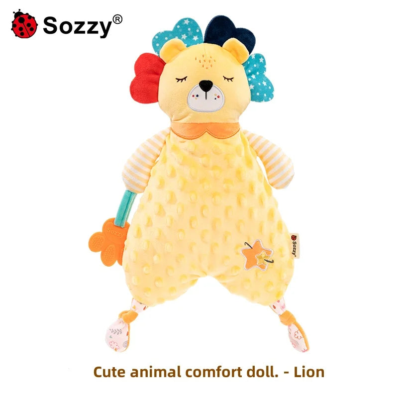 Wholesale Soft Stuffed lion Elephant fox Animal Plush Baby Security Blanket Comforter for Newborn Infant