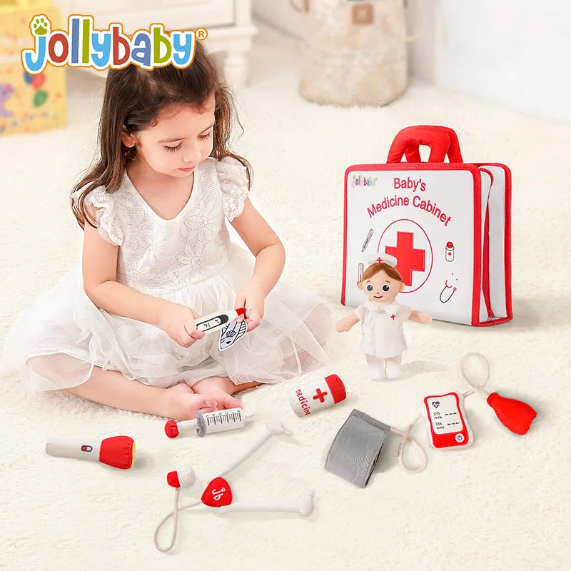 Jollybaby Wholesale Montessori Baby Pretend Play Toy Soft Doctor Toy Play Set Medical for Children Kids