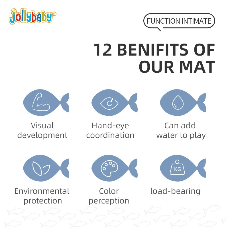 Jollybaby Portable Inflatable Cotton Water Play Mat Toy Wholesale Infants Baby Tummy Time Toy with Ocean Theme for 3 24 Months