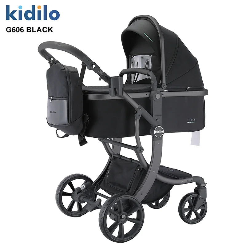 0-3 Years 3 in 1 Kidilo Baby Stroller with Car Seat, Non-Toxic Durable Foldable Travel Stroller for Toddlers Family Trips G606