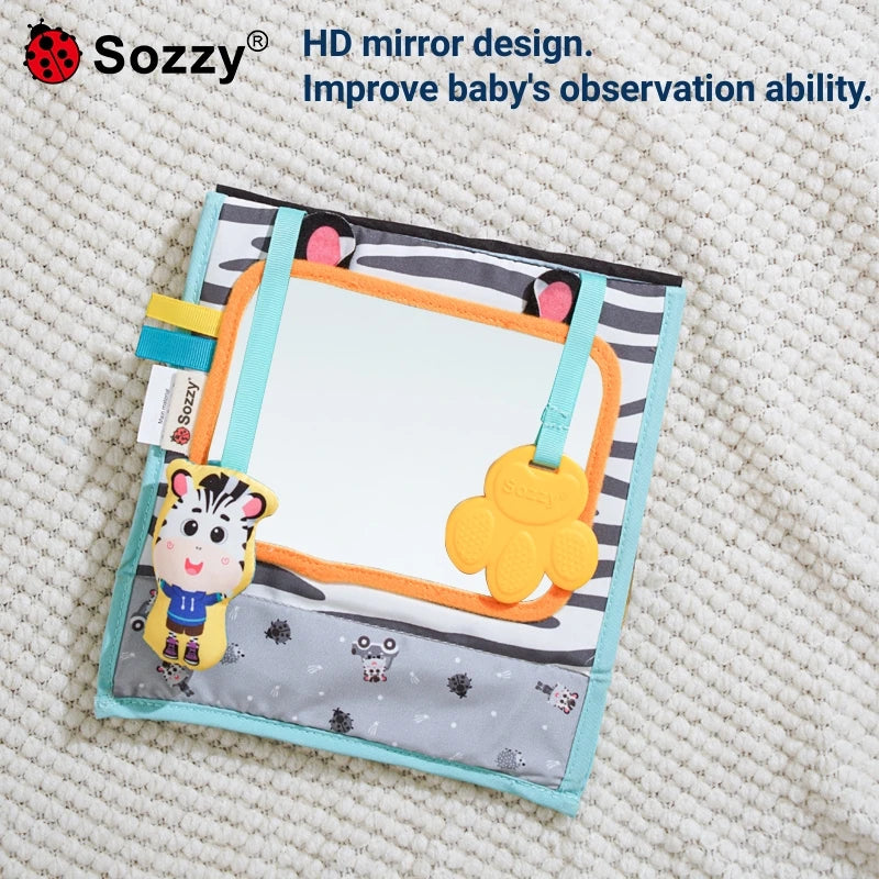 Manufacturer Black White High Contrast Tummy Time Toys Baby Bad Cloth Book Floor Mirror for 0-12 Months