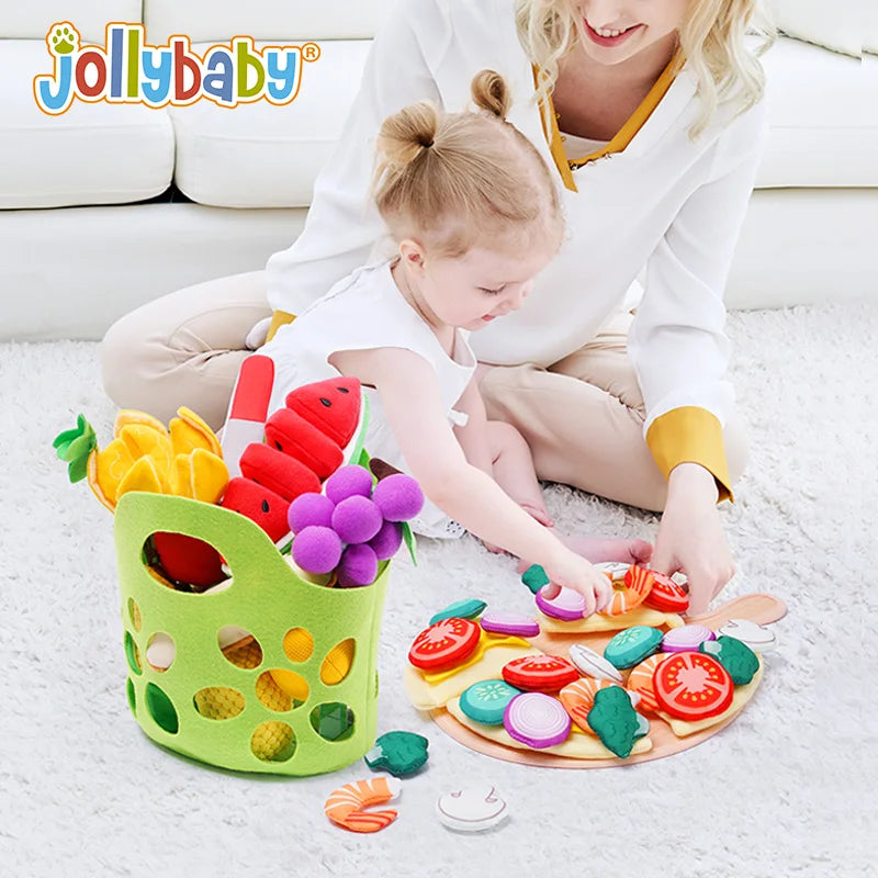 Custom Stuffed Collection Plush Toy Cuttable Fruits and Vegetables Toy Pretend Cloth Food Play Set for Kids