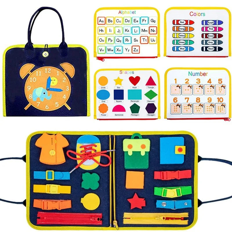 Customization OEM/ODM Toddler Montessori Fine Motor Skill Basic Skill Training Learning Felt Busy Board for Kids 1-6 Years