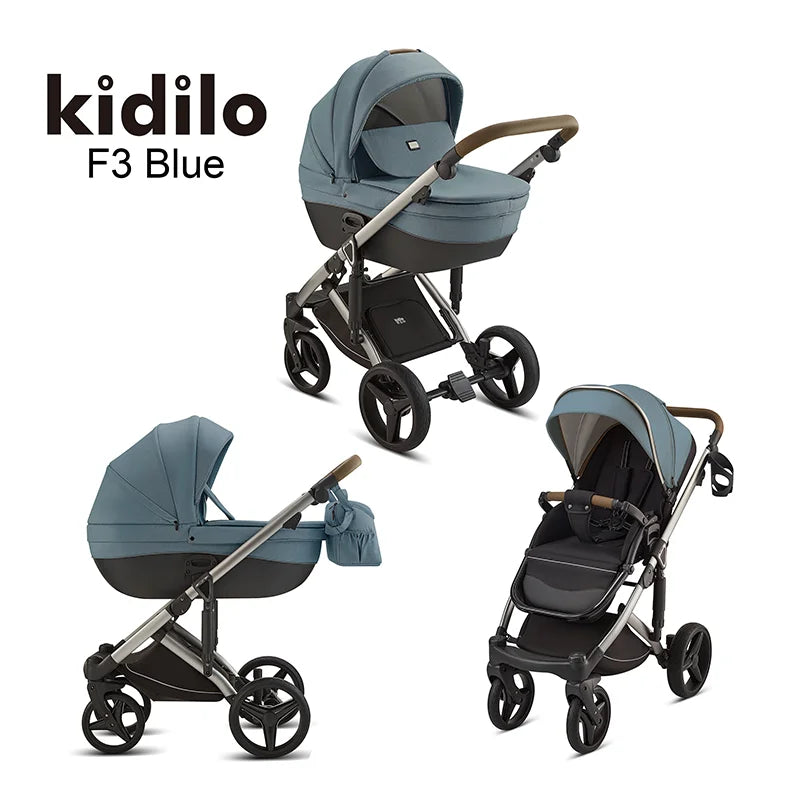 0-3 Years 3 in 1 Kidilo Baby Stroller with Car Seat, Non-Toxic Durable Foldable Travel Stroller for Toddlers Family Trips F3